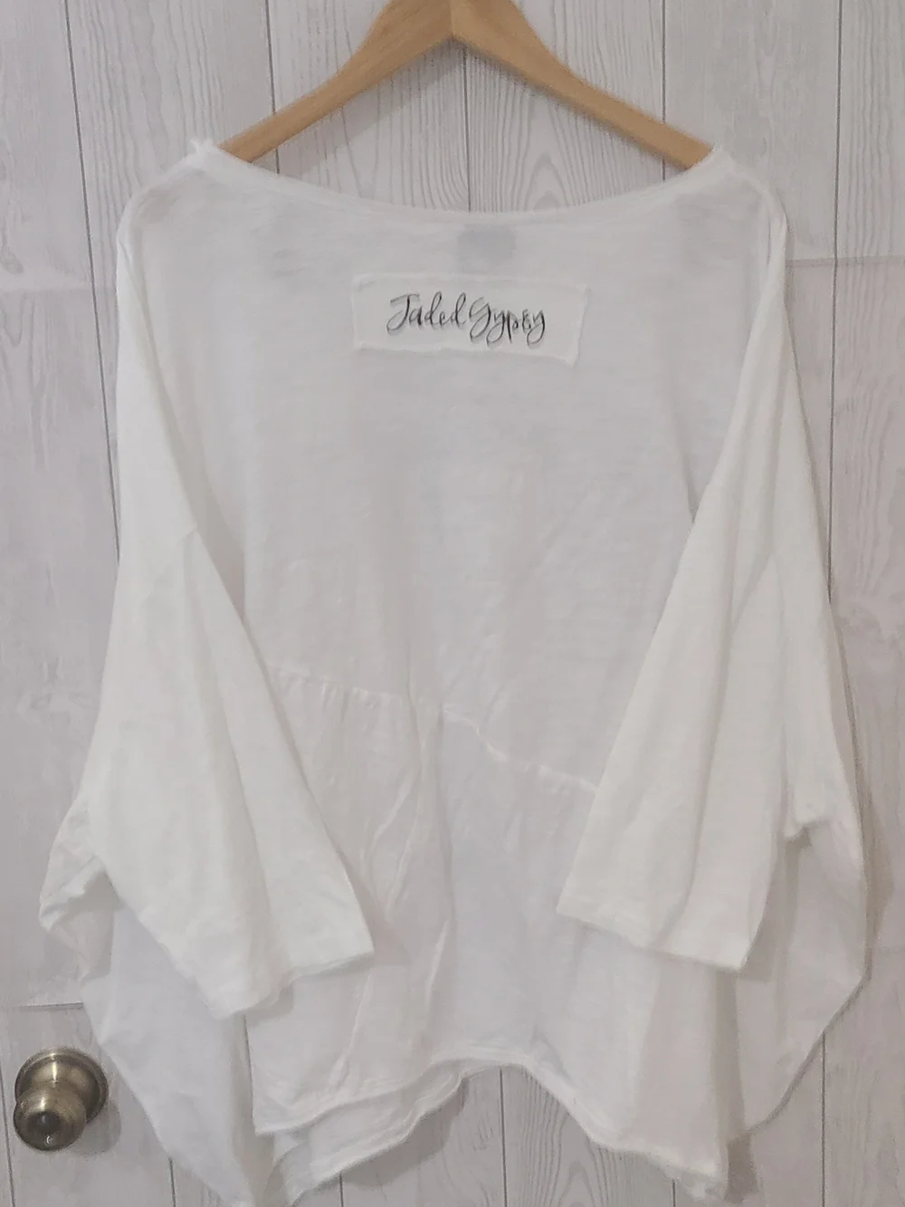 White Graphic Oversized Tee with "DIRTY HIPPIE" Text - Picture 2 of 5